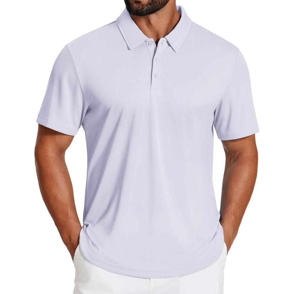 imageCOOFANDY Mens Golf Polo Shirts Short Sleeve Quick Dry Moisture Wicking Performance Collared Golf Shirt for MenWhite