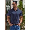 COOFANDY Men’s Casual Polo Shirts Short Sleeve Classic Basic Tee Button Collar Shirt Summer Golf T-Shirt(02 Navy Blue – Square)