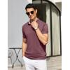 COOFANDY Men’s Casual Polo Shirts Short Sleeve Classic Basic Tee Button Collar Shirt Summer Golf T-Shirt(Dark Red)