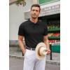COOFANDY Mens Knit Polo Shirts Casual Short Sleeve Button Down Polo Shirt Classic Golf Shirts(H-black Ribbing)