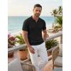 COOFANDY Men’s Knitted V-Neck Polo Shirt Short Sleeve Textured Casual Summer Golf Shirts(Black)