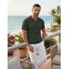 COOFANDY Men’s Knitted V-Neck Polo Shirt Short Sleeve Textured Casual Summer Golf Shirts(Dark Green)