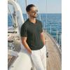 COOFANDY Men’s Knitted V-Neck Polo Shirt Short Sleeve Textured Casual Summer Golf Shirts(Dark Green)