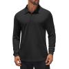COOFANDY Men’s Polo Shirt Long Sleeve Moisture Wicking Sun Protection Quick Dry Golf Shirts Lightweight Collared Golf Shirt(Black)
