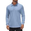 COOFANDY Men’s Polo Shirt Long Sleeve Moisture Wicking Sun Protection Quick Dry Golf Shirts Lightweight Collared Golf Shirt(Blue)