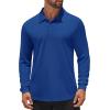 COOFANDY Men’s Polo Shirt Long Sleeve Moisture Wicking Sun Protection Quick Dry Golf Shirts Lightweight Collared Golf Shirt(Dark Blue)