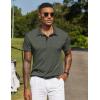 COOFANDY Mens Polo Shirts Short Sleeve Casual Summer Collar Shirts Soft Breathable Polo Tee Shirts Classic Golf Shirts(Deep Army Green)
