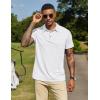 COOFANDY Mens Polo Shirts Short Sleeve Casual Summer Collar Shirts Soft Breathable Polo Tee Shirts Classic Golf Shirts(White)