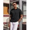COOFANDY Mens Polo Shirts Short Sleeve Casual Summer Polo Tee Classic Collared Golf Stylish Tops(02-black Solid)