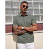 COOFANDY Mens Polo Shirts Short Sleeve Casual Summer Polo Tee Classic Collared Golf Stylish Tops(Army Green)