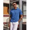 COOFANDY Mens Polo Shirts Short Sleeve Casual Summer Polo Tee Classic Collared Golf Stylish Tops(Blue)