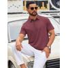 COOFANDY Mens Polo Shirts Short Sleeve Casual Summer Polo Tee Classic Collared Golf Stylish Tops(Dark Red)
