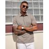 COOFANDY Mens Polo Shirts Short Sleeve Casual Summer Polo Tee Classic Collared Golf Stylish Tops(Khaki)