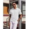 COOFANDY Mens Polo Shirts Short Sleeve Casual Summer Polo Tee Classic Collared Golf Stylish Tops(White)