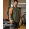 COOFANDY Mens Workout Tank Tops Cut Off Bodybuilding Fitness Muscle Shirts Wide Armholes Summer Sleeveless Shirt(Army Green)