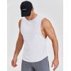 COOFANDY Mens Workout Tank Tops Cut Off Bodybuilding Fitness Muscle Shirts Wide Armholes Summer Sleeveless Shirt(White)