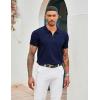 COOFANDY Men’s Zipper Polo Shirt Casual Knit Short Sleeve Polo T Shirt Classic Fit Shirts(Navy Blue-solid-new)