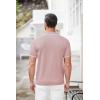 COOFANDY Men’s Zipper Polo Shirt Casual Knit Short Sleeve Polo T Shirt Classic Fit Shirts(Pink-new)