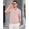 COOFANDY Men’s Zipper Polo Shirt Casual Knit Short Sleeve Polo T Shirt Classic Fit Shirts(Pink-new)