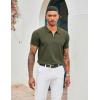 COOFANDY Men’s Zipper Polo Shirt Casual Knit Short Sleeve Polo T Shirt Classic Fit Shirts(Solid- Army Green)