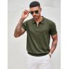COOFANDY Men’s Zipper Polo Shirt Casual Knit Short Sleeve Polo T Shirt Classic Fit Shirts(Solid- Army Green)