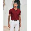 COOFANDY Men’s Zipper Polo Shirt Casual Knit Short Sleeve Polo T Shirt Classic Fit Shirts(Solid- Wine Red)