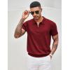 COOFANDY Men’s Zipper Polo Shirt Casual Knit Short Sleeve Polo T Shirt Classic Fit Shirts(Solid- Wine Red)