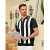 COOFANDY Men’s Zipper Polo Shirt Casual Knit Short Sleeve Polo T Shirt Classic Fit Shirts(Z-stripes – Black & White)