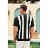 COOFANDY Men’s Zipper Polo Shirt Casual Knit Short Sleeve Polo T Shirt Classic Fit Shirts(Z-stripes – Black & White)