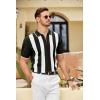 COOFANDY Men’s Zipper Polo Shirt Casual Knit Short Sleeve Polo T Shirt Classic Fit Shirts(Z-stripes – Black & White)