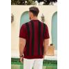 COOFANDY Men’s Zipper Polo Shirt Casual Knit Short Sleeve Polo T Shirt Classic Fit Shirts(Z-stripes – Red & Black)