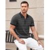 COOFANDY Men’s Zipper Polo Shirt Casual Knit Short Sleeve Polo T Shirt Classic Fit Shirts(Z-stripes -Black)