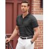 COOFANDY Men’s Zipper Polo Shirt Casual Knit Short Sleeve Polo T Shirt Classic Fit Shirts(Z-stripes -Black)