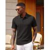 COOFANDY Polo Shirts for Men Short Sleeve Shirts Casual Stylish Collared Summer Textured Knit Shirts(01 Black)