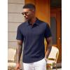 COOFANDY Polo Shirts for Men Short Sleeve Shirts Casual Stylish Collared Summer Textured Knit Shirts(01 Navy Blue)