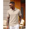 COOFANDY Polo Shirts for Men Short Sleeve Shirts Casual Stylish Collared Summer Textured Knit Shirts(02 Beige)