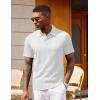 COOFANDY Polo Shirts for Men Short Sleeve Shirts Casual Stylish Collared Summer Textured Knit Shirts(02 White)