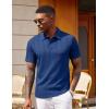 COOFANDY Polo Shirts for Men Short Sleeve Shirts Casual Stylish Collared Summer Textured Knit Shirts(Blue)