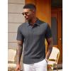 COOFANDY Polo Shirts for Men Short Sleeve Shirts Casual Stylish Collared Summer Textured Knit Shirts(Dark Grey)