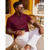 COOFANDY Polo Shirts for Men Short Sleeve Shirts Casual Stylish Collared Summer Textured Knit Shirts(Dark Red)