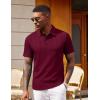 COOFANDY Polo Shirts for Men Short Sleeve Shirts Casual Stylish Collared Summer Textured Knit Shirts(Dark Red)