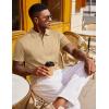 COOFANDY Polo Shirts for Men Short Sleeve Shirts Casual Stylish Collared Summer Textured Knit Shirts(Khaki)