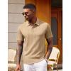 COOFANDY Polo Shirts for Men Short Sleeve Shirts Casual Stylish Collared Summer Textured Knit Shirts(Khaki)