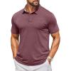 COOFANDY Men’s Casual Polo Shirts Short Sleeve Classic Basic Tee Button Collar Shirt Summer Golf T-Shirt(Dark Red)