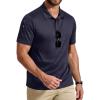 COOFANDY Mens Polo Shirt Short Sleeve Quick Dry Tactical Shirts Golf Polos Collared Work Shirts for Men with Pocket(Navy Blue)