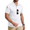 COOFANDY Mens Polo Shirt Short Sleeve Quick Dry Tactical Shirts Golf Polos Collared Work Shirts for Men with Pocket(White)