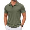COOFANDY Mens Polo Shirts Short Sleeve Casual Summer Collar Shirts Soft Breathable Polo Tee Shirts Classic Golf Shirts(Army Green)