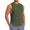 COOFANDY Mens Workout Tank Tops Cut Off Bodybuilding Fitness Muscle Shirts Wide Armholes Summer Sleeveless Shirt(Army Green)