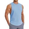 COOFANDY Mens Workout Tank Tops Cut Off Bodybuilding Fitness Muscle Shirts Wide Armholes Summer Sleeveless Shirt(Blue)