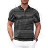 COOFANDY Men’s Zipper Polo Shirt Casual Knit Short Sleeve Polo T Shirt Classic Fit Shirts(Z-stripes -Black)